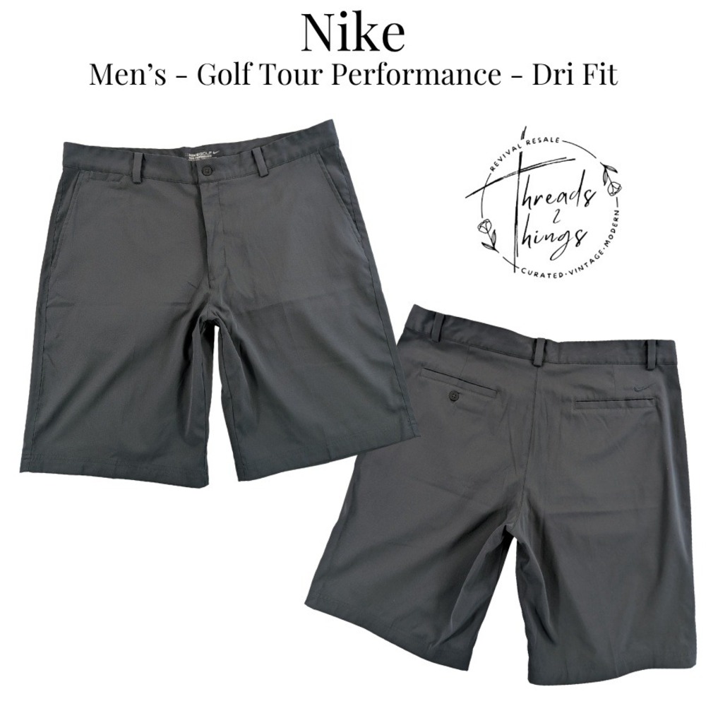 Nike Shorts Mens 36 Black Golf Tour Performance‎ Dri Fit Flat Front Athleisure